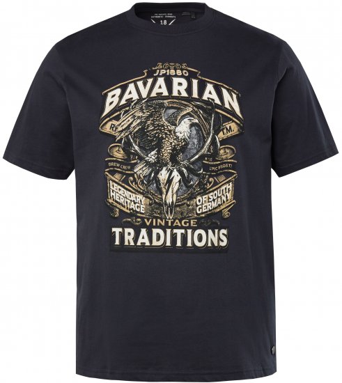 JP1880 Bavarian Design Vintage Looking T-Shirt Navy Blue - Herren-T-Shirts - Herren-T-Shirts in großen Größen