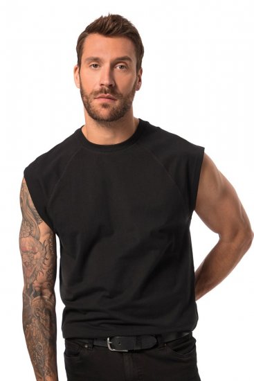 JP1880 826660 Tanktop mit tiefer Schulter Schwarz - Herren-T-Shirts - Herren-T-Shirts in großen Größen