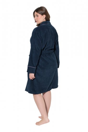 Ulla Popken 826794 Frottee-Bademantel Dunkelblau - Morgenmäntel & Bademäntel - 