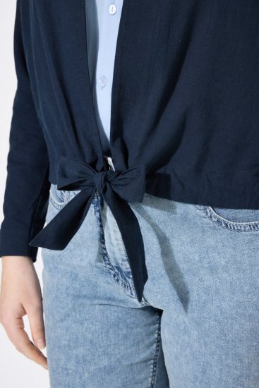 Ulla Popken 827116 Bolero mit Stehkragen aus Leinenmix Dunkelblau - Boleros - 