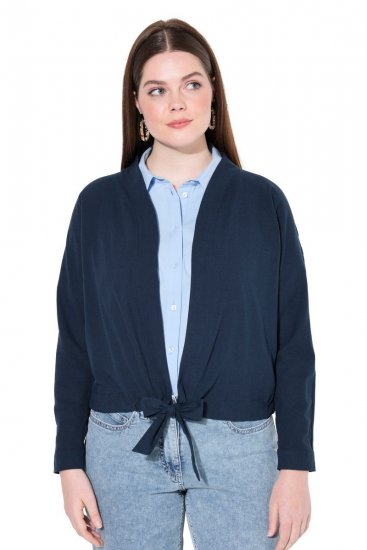 Ulla Popken 827116 Bolero mit Stehkragen aus Leinenmix Dunkelblau - Boleros - 