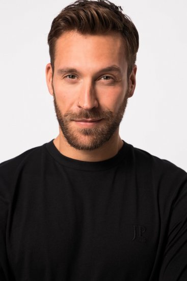 JP1880 827128 Langarmshirt mit Bauchfit Schwarz - Herren-T-Shirts - Herren-T-Shirts in großen Größen