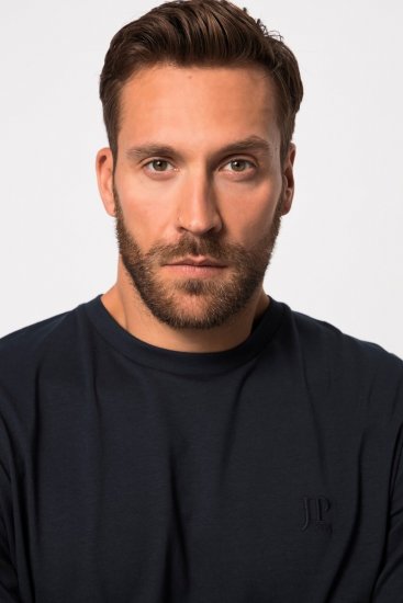 JP1880 827128 Langarmshirt mit Bauchfit Dunkelblau - Herren-T-Shirts - Herren-T-Shirts in großen Größen