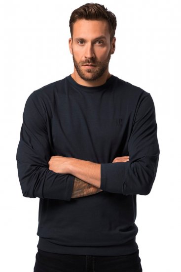 JP1880 827128 Langarmshirt mit Bauchfit Dunkelblau - Herren-T-Shirts - Herren-T-Shirts in großen Größen