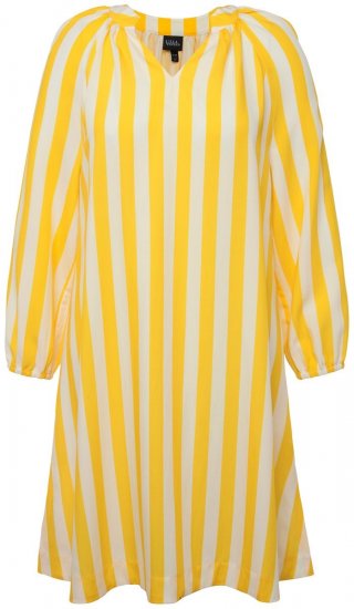 Ulla Popken 827653 Gestreiftes Kleid Gelb - Midikleider - Midikleider in großen Größen