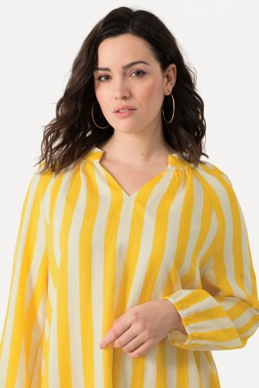 Ulla Popken 827653 Gestreiftes Kleid Gelb - Midikleider - Midikleider in großen Größen