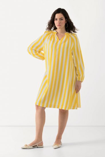 Ulla Popken 827653 Gestreiftes Kleid Gelb - Midikleider - Midikleider in großen Größen