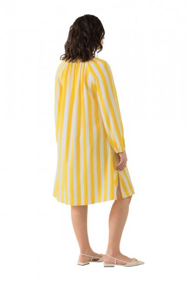Ulla Popken 827653 Gestreiftes Kleid Gelb - Midikleider - Midikleider in großen Größen