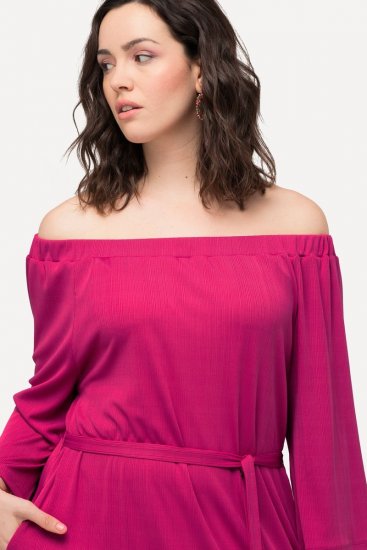 Ulla Popken 827740 Jerseykleid mit 3/4-Ärmeln Rosa - Midikleider - Midikleider in großen Größen