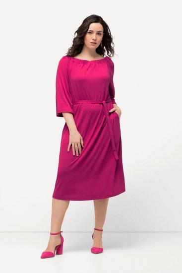 Ulla Popken 827740 Jerseykleid mit 3/4-Ärmeln Rosa - Midikleider - Midikleider in großen Größen
