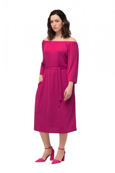Ulla Popken 827740 Jerseykleid mit 3/4-Ärmeln Rosa - Midikleider - Midikleider in großen Größen