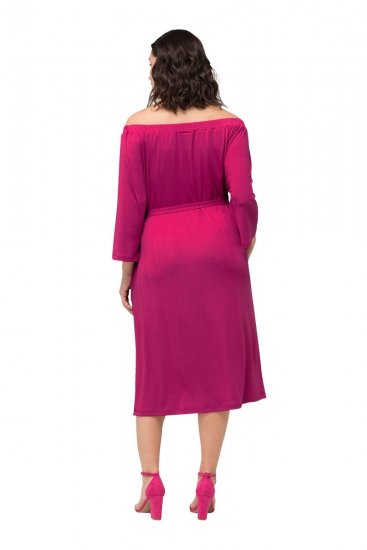 Ulla Popken 827740 Jerseykleid mit 3/4-Ärmeln Rosa - Midikleider - Midikleider in großen Größen