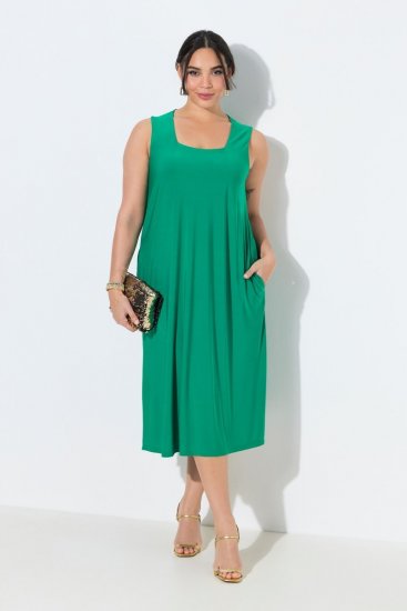 Ulla Popken 827908 Ärmelloses Jerseykleid Grün - Jerseykleider - 