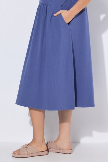 Ulla Popken 827920 Kurzärmliges Jerseykleid Blau - Jerseykleider - 