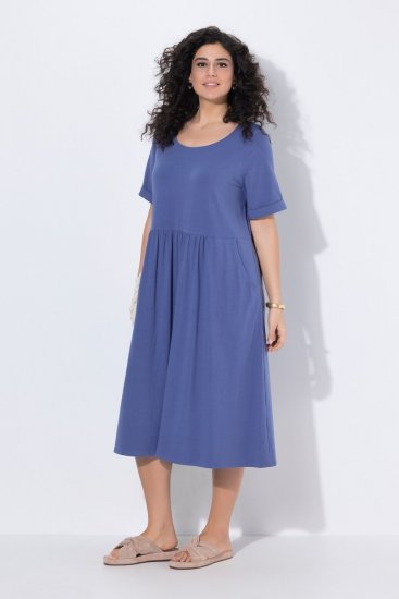 Ulla Popken 827920 Kurzärmliges Jerseykleid Blau - Jerseykleider - 