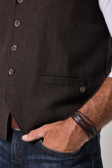 JP1880 828736 Tweedweste mit Strickrücken Dunkelbraun - Herrenanzüge und -blazer - Herrenanzüge und -blazer in großen Größen