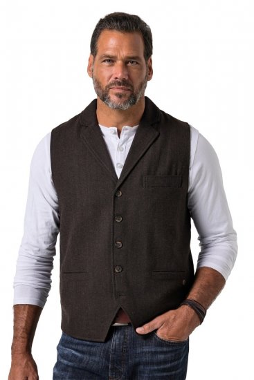 JP1880 828736 Tweedweste mit Strickrücken Dunkelbraun - Herrenanzüge und -blazer - Herrenanzüge und -blazer in großen Größen