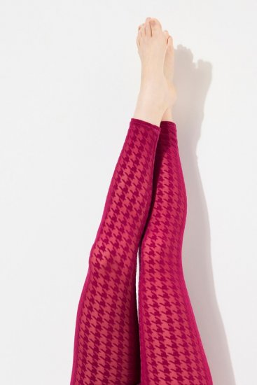 Ulla Popken 828982 Karierte Strumpfleggings Beerenrot - Strumpfhosen & Socken - 