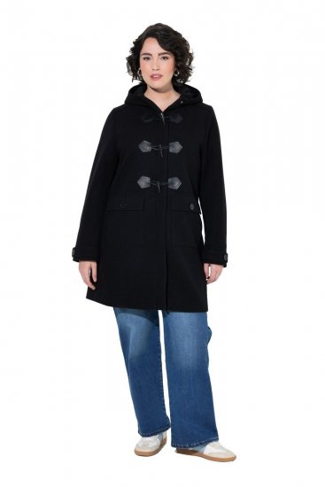 Ulla Popken 829347 Dufflecoat Schwarz - Mäntel - Große Größen: Mäntel für Damen