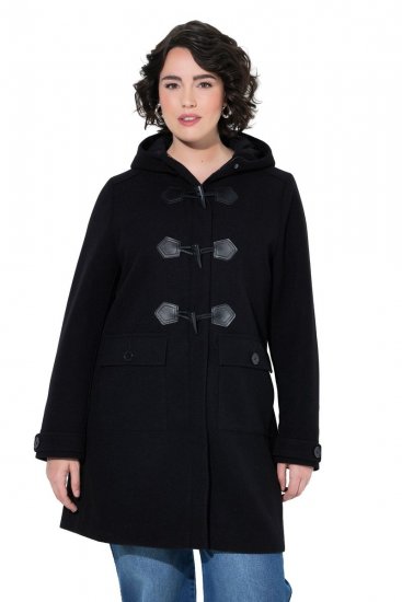 Ulla Popken 829347 Dufflecoat Schwarz - Mäntel - Große Größen: Mäntel für Damen