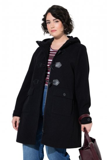 Ulla Popken 829347 Dufflecoat Schwarz - Mäntel - Große Größen: Mäntel für Damen