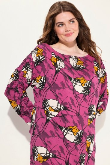 Ulla Popken 830151 Geblümtes Kleid Rosa - Maxikleider - Große Größen: Lange Maxikleider