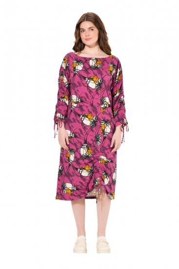 Ulla Popken 830151 Geblümtes Kleid Rosa - Maxikleider - Große Größen: Lange Maxikleider