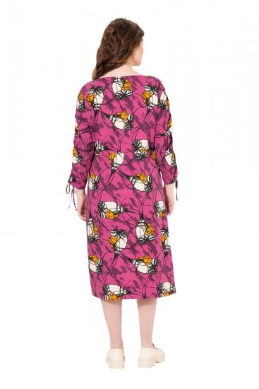 Ulla Popken 830151 Geblümtes Kleid Rosa - Maxikleider - Große Größen: Lange Maxikleider