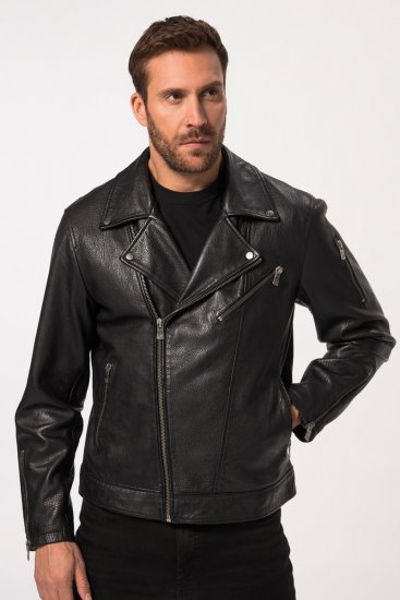 JP1880 830586 Bikerjacke aus Lammnappa Schwarz - Herren jacken - Herren Jacken in großen Größen