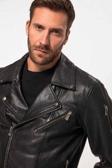 JP1880 830586 Bikerjacke aus Lammnappa Schwarz - Herren jacken - Herren Jacken in großen Größen