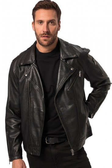 JP1880 830586 Bikerjacke aus Lammnappa Schwarz - Herren jacken - Herren Jacken in großen Größen
