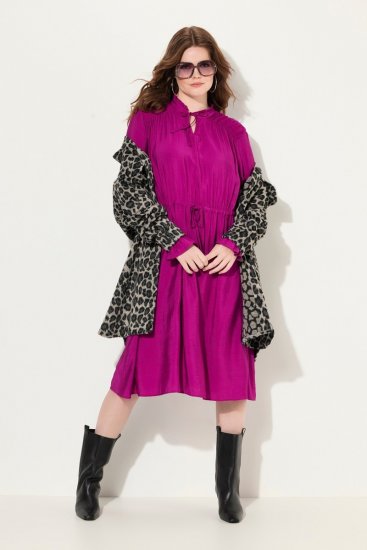 Ulla Popken 830615 Langärmliges Kleid mit Volants Flieder - Midikleider - Midikleider in großen Größen