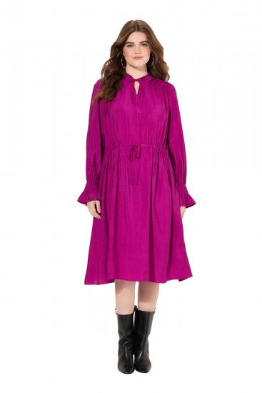 Ulla Popken 830615 Langärmliges Kleid mit Volants Flieder - Midikleider - Midikleider in großen Größen