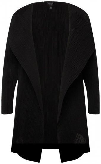 Ulla Popken 830749 Offener plissierter Blazer mit breitem Revers Schwarz - Blazer - Blazer für Frauen in Großgrößen