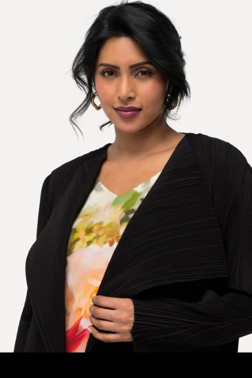 Ulla Popken 830749 Offener plissierter Blazer mit breitem Revers Schwarz - Blazer - Blazer für Frauen in Großgrößen