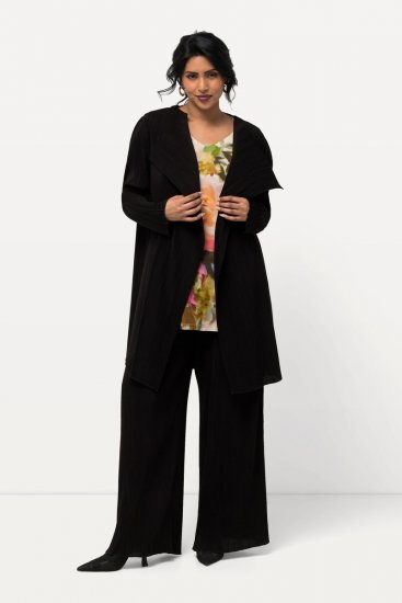 Ulla Popken 830749 Offener plissierter Blazer mit breitem Revers Schwarz - Blazer - Blazer für Frauen in Großgrößen