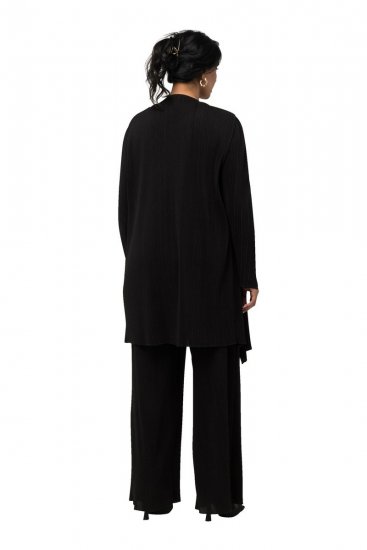 Ulla Popken 830749 Offener plissierter Blazer mit breitem Revers Schwarz - Blazer - Blazer für Frauen in Großgrößen