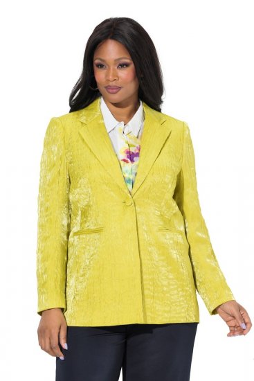 Ulla Popken 830767 Crinkle-Blazer Hellgrün - Blazer - Blazer für Frauen in Großgrößen