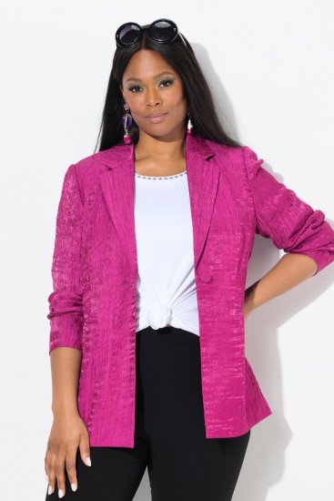 Ulla Popken 830767 Blazer in Crash-Optik Magenta - Blazer - Blazer für Frauen in Großgrößen
