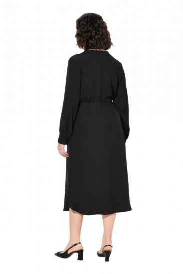 Ulla Popken 831004 Langärmliges Midikleid Schwarz - Maxikleider - Große Größen: Lange Maxikleider