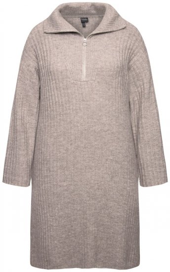 Ulla Popken 831589 Langärmliges Strickkleid mit Rollkragen Grau - Strickkleider - 