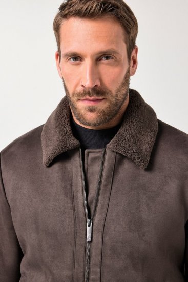 JP1880 Bomber Jacket Faux Leather Dark Brown - Herren jacken - Herren Jacken in großen Größen
