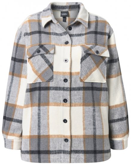 Ulla Popken 831641 Karierte Hemdjacke aus Wollmix Anthrazit - Jacken - Große Jacken für Damen
