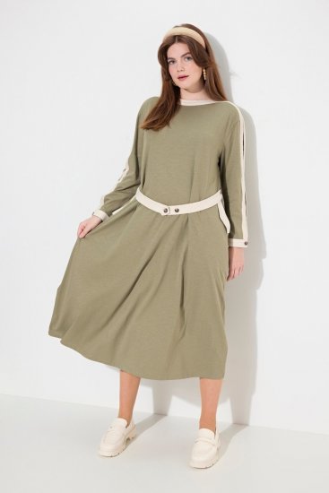 Ulla Popken 831963 Langärmliges Kleid Grau - Maxikleider - Große Größen: Lange Maxikleider