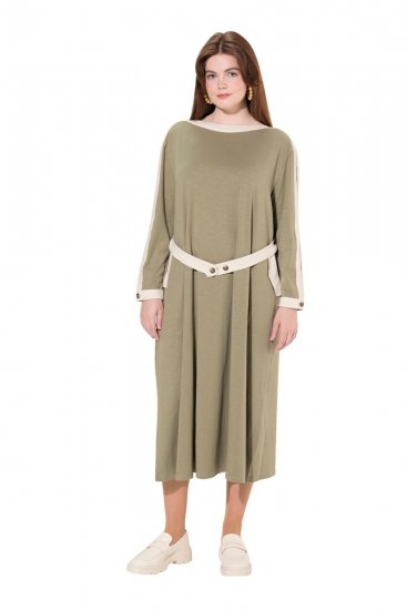 Ulla Popken 831963 Langärmliges Kleid Grau - Maxikleider - Große Größen: Lange Maxikleider