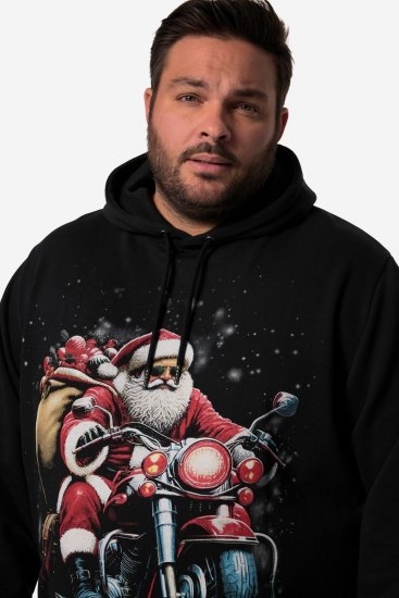 Men+ 100 Hoodie Weihnachtsmann auf Motorrad Schwarz - Herren-sweater und -hoodies - Herren-Sweater und -Hoodies in großen Größen