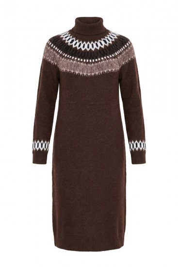 Ulla Popken 832670 Gemustertes Strickkleid mit Rollkragen Mehrfarbig - Kleider - Kleider für jede Größe