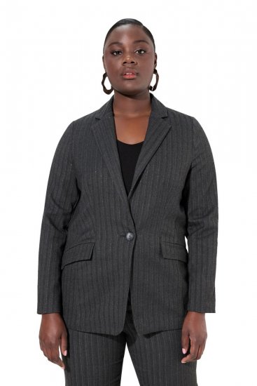 Ulla Popken 832935 Blazer mit Fischgratmuster und Metallic-Glanz Grau - Blazer - Blazer für Frauen in Großgrößen