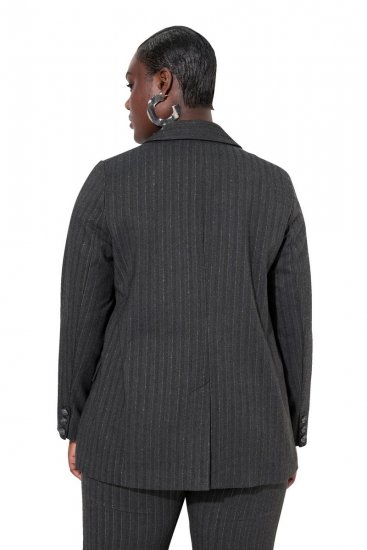 Ulla Popken 832935 Blazer mit Fischgratmuster und Metallic-Glanz Grau - Blazer - Blazer für Frauen in Großgrößen