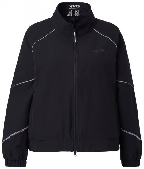 Ulla Popken 833237 Sportjacke mit Reflektordetails Schwarz - Jacken - Große Jacken für Damen